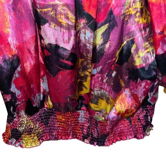 CJ Banks abstract print multicolored blouse with watercolor design size 2X - Picture 5 of 11